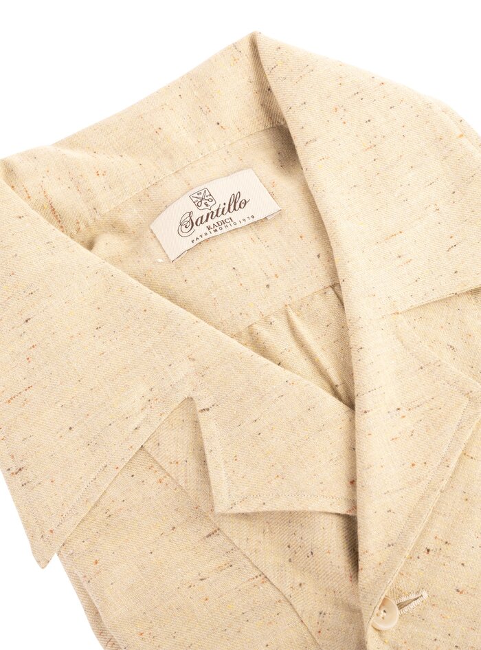 RIZZI pale ochre radici patrimonio1970 wool-linen polo shirt - Image 4