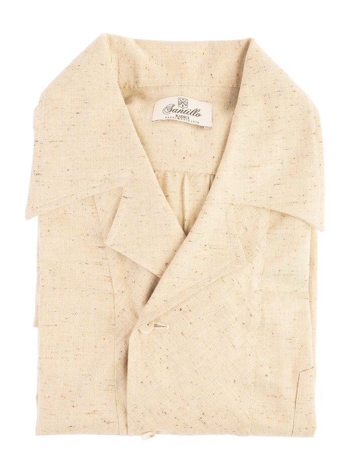 RIZZI pale ochre radici patrimonio1970 wool-linen polo shirt