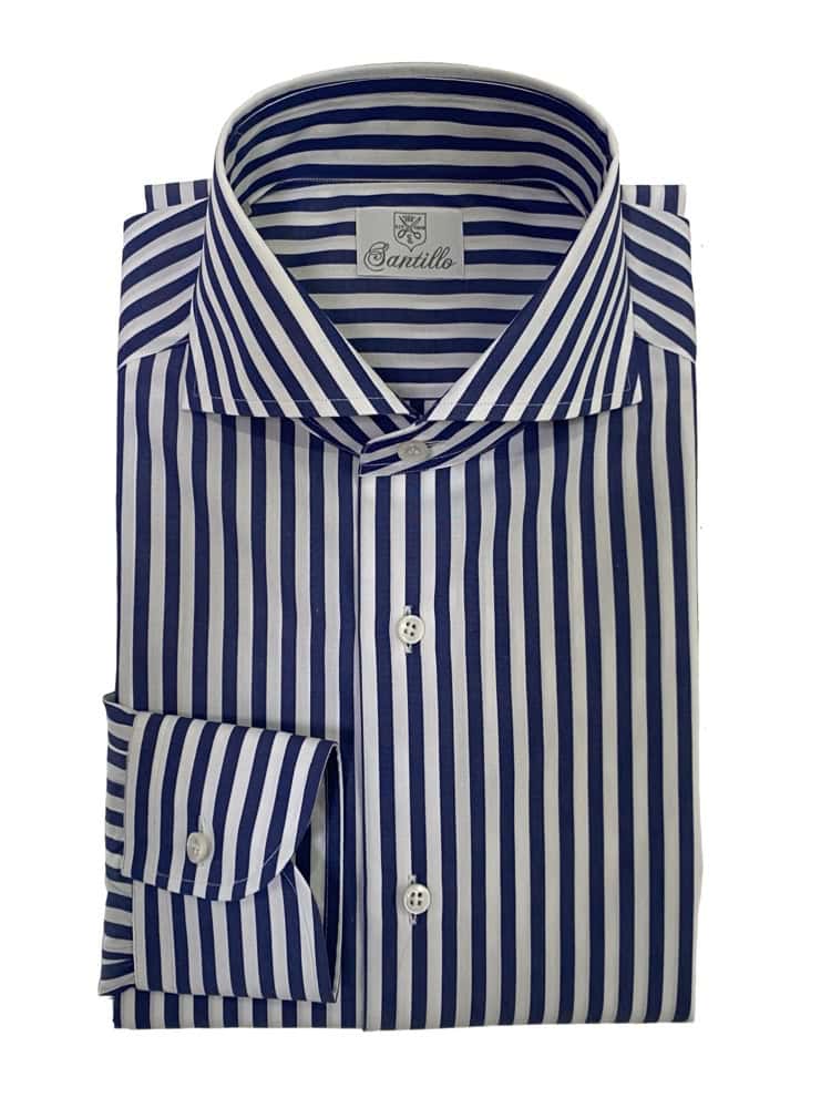 Our RIVIERA DI CHIAIA navy striped poplin 100% cotton shirt