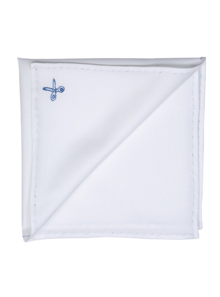 FORBICE white/azure cotton radici patrimonio 1970 pocket square