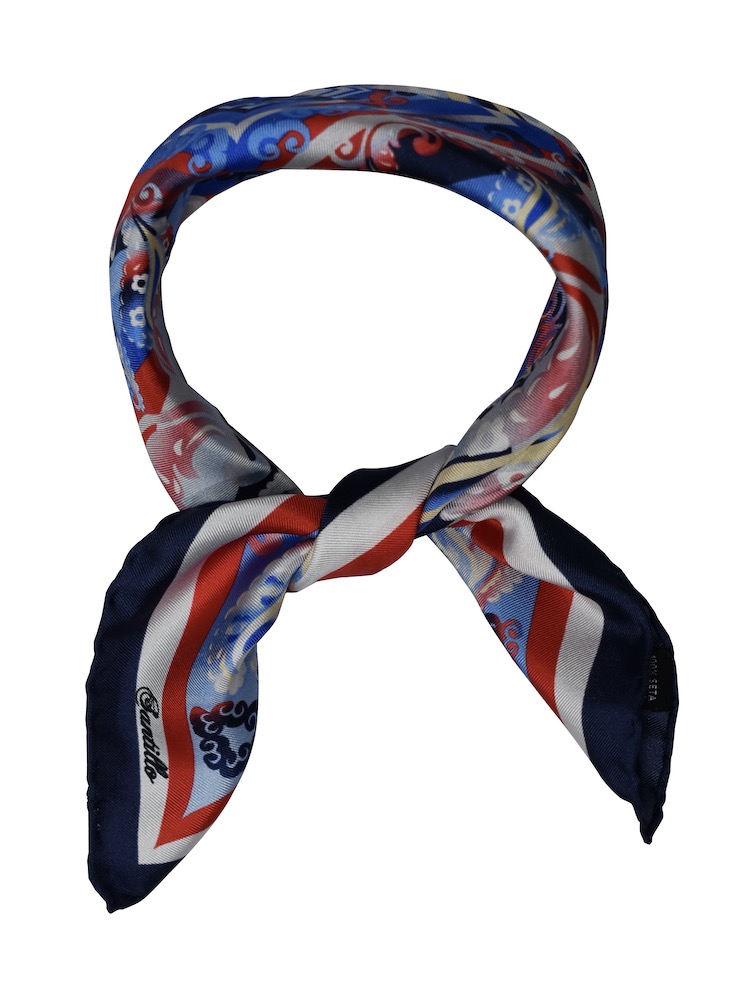 STRESA red/navy/white/sky blu paisley printed silk bandana
