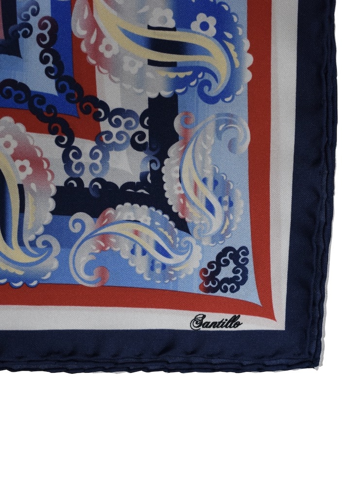 STRESA red/navy/white/sky blu paisley printed silk bandana - Image 2