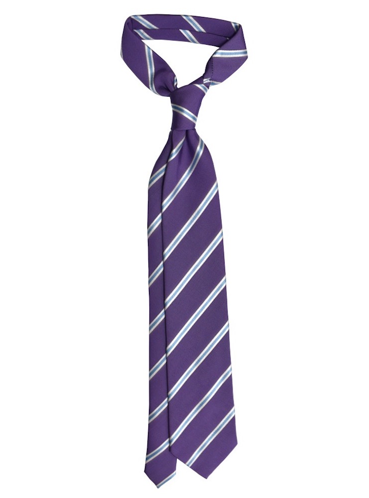 STRIPED purple/turquoise/white silk tie