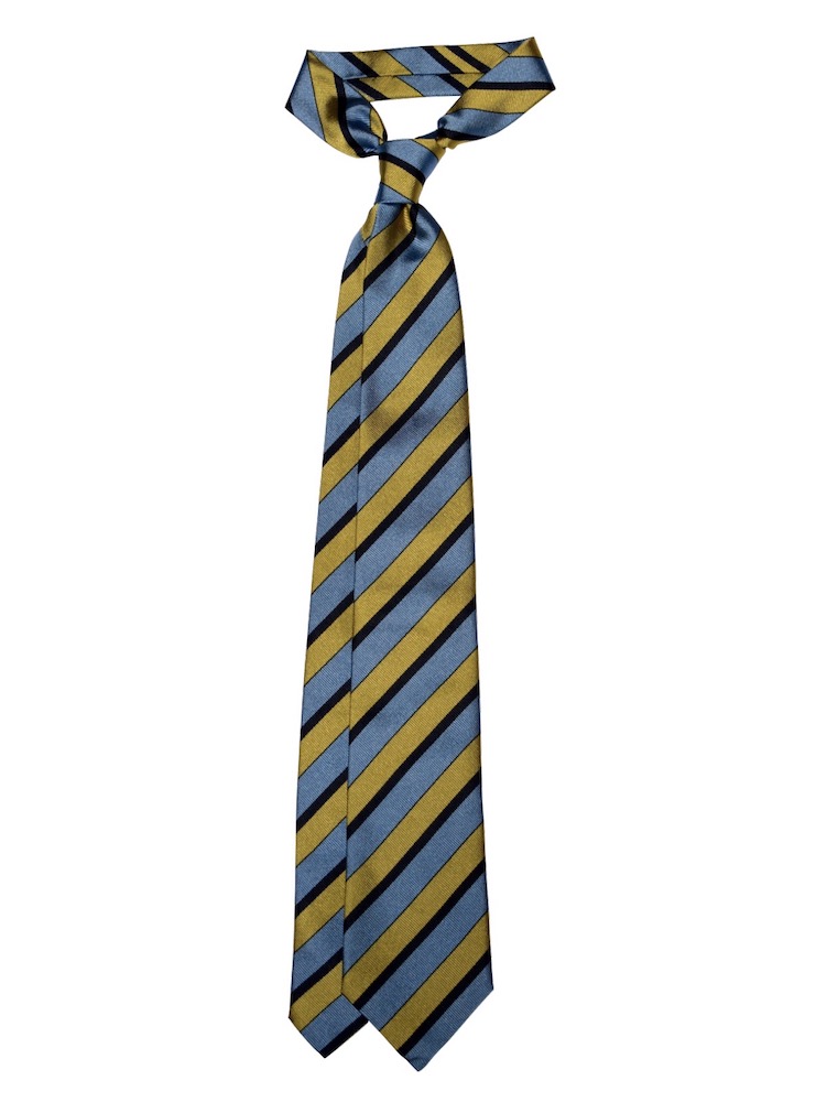 STRIPED yellow/turquoise/navy silk tie