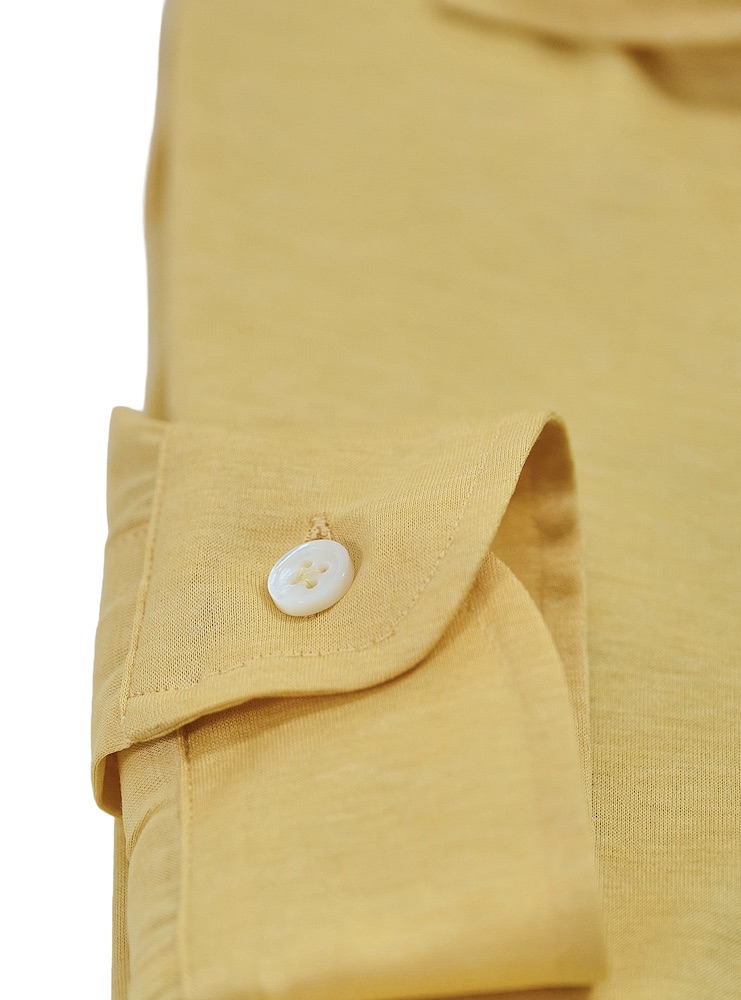 Our PANATTA ochre filo di scozia 100% cotton polo.