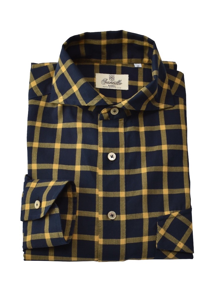 PENTEDATTILO navy/yellow windowpane radici patrimonio 1970 polo shirt