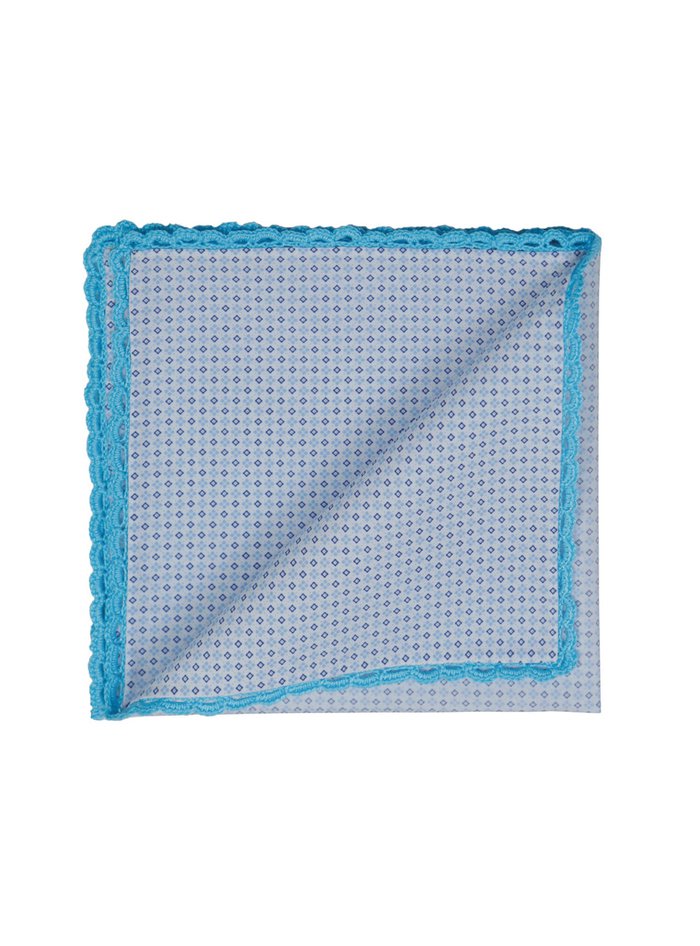 GRECÍA sky-blue floral printed Radici patrimonio 1970 pocket square