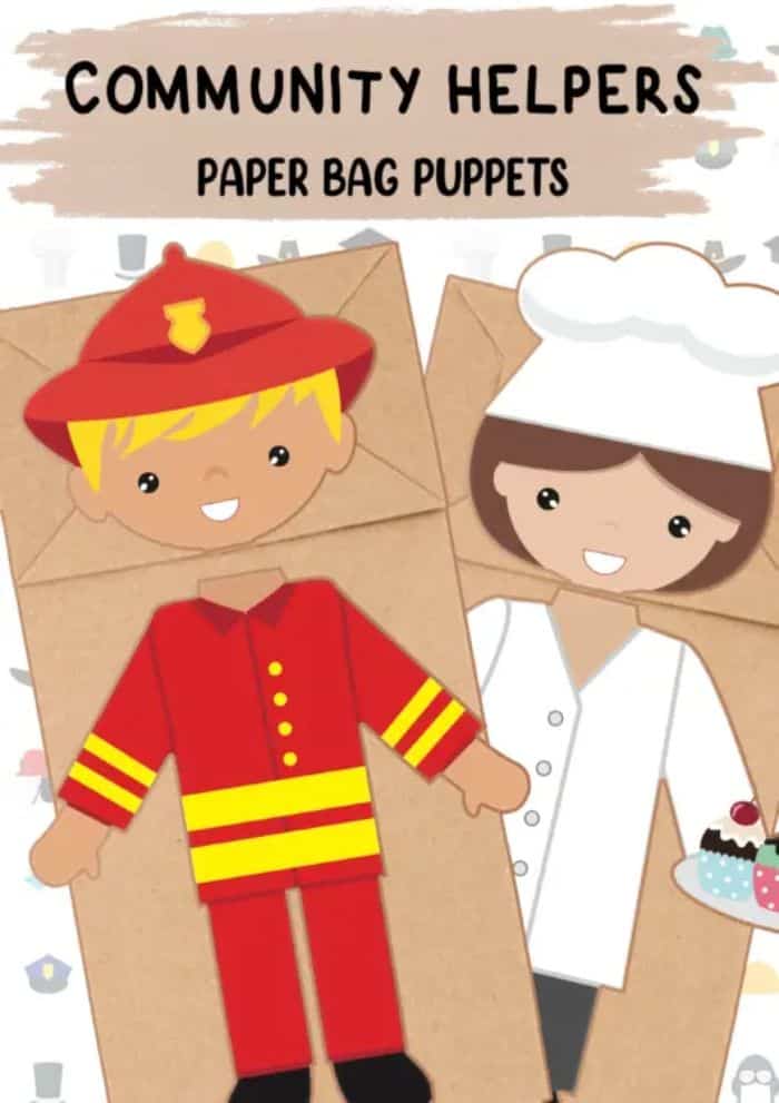 community helpers paper bag puppets