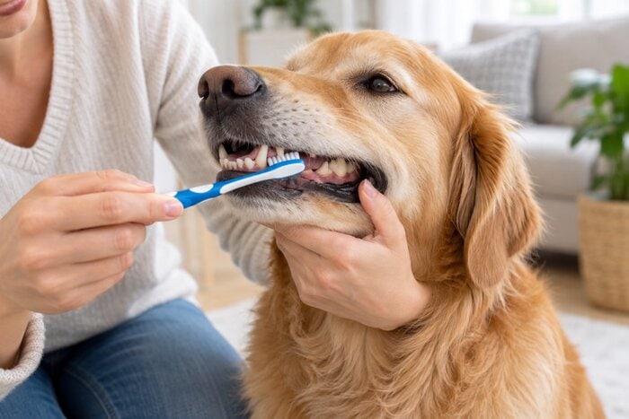 Brossage des dents d'un chien