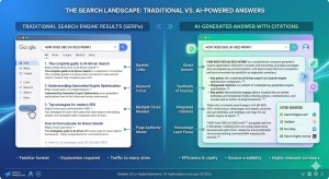 Difference between traditional search results and AI search citations