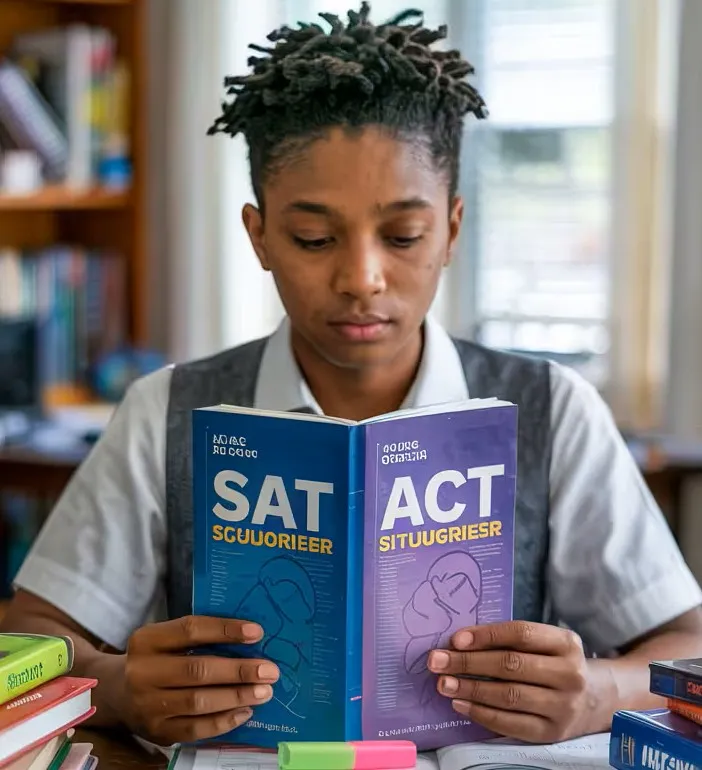 Man deciding whether to study for the SAT or the ACT