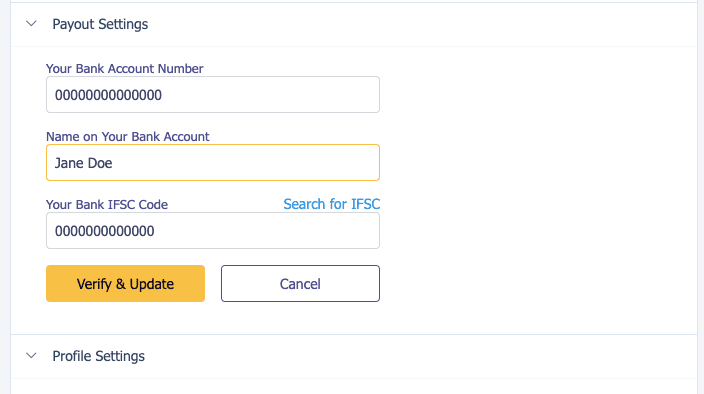 instamojo Payouts settings