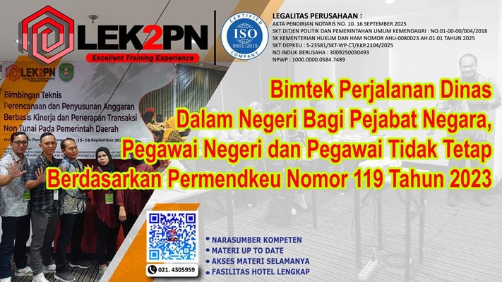 Bimtek Perjalanan Dinas Dalam Negeri Bagi Pejabat Negara, Pegawai Negeri dan Pegawai Tidak Tetap Berdasarkan Permendkeu Nomor 119 Tahun 2023