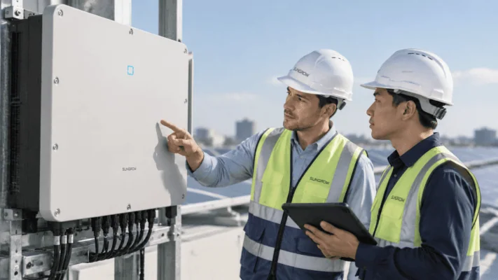Công Nghệ AFCI 3.0 Trên Inverter Sungrow: Chìa Khóa Vàng An Toàn Chống Cháy Nổ Hệ Thống PV 3 Đội ngũ chuyên gia từ XBSOLAR đảm bảo thi công chuẩn kỹ thuật, tối ưu hóa hệ thống an toàn phòng chống cháy nổ tuyệt đối.