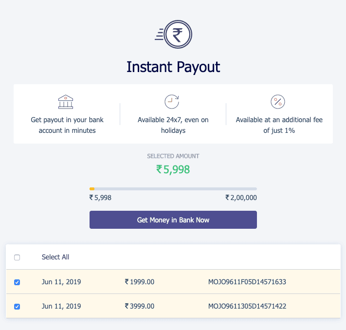 Instant Payouts Instamojo