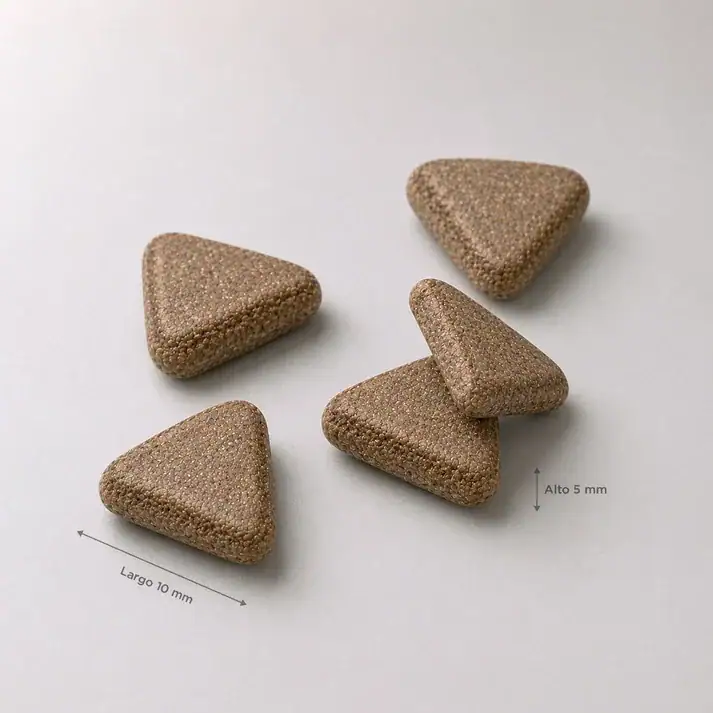 Croqueta del pienso Amanova Sterilised Exquisite Chicken para gatos esterilizados, con sus medidas