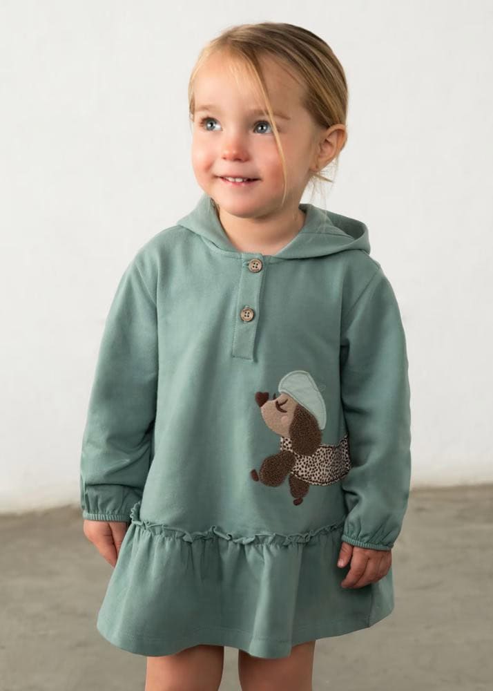 Vestido con capucha volantes MAYORAL