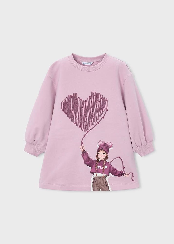 Vestido felpa serigrafía lazo corazón MAYORAL