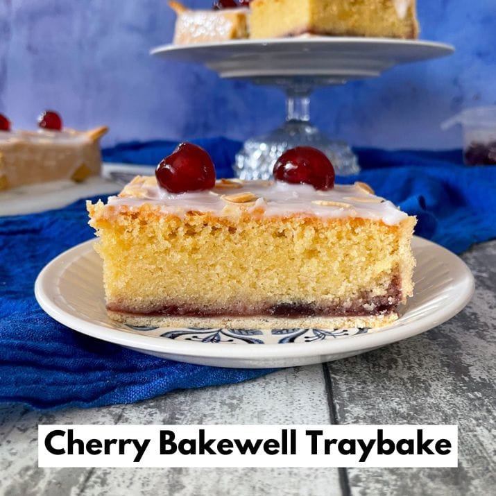 Cherry Bakewell Traybake.