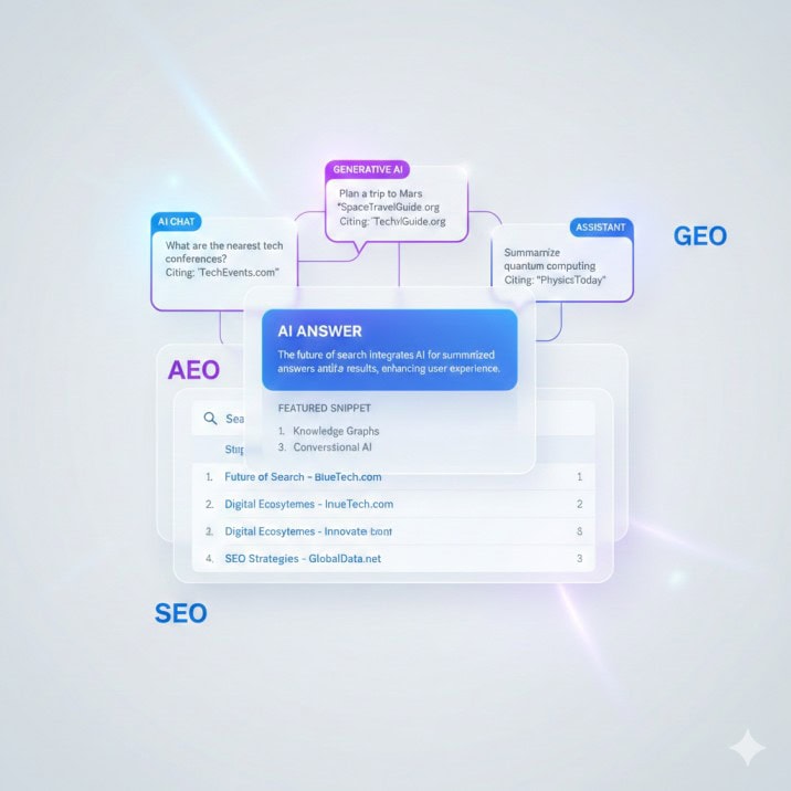 AEO vs SEO vs GEO: Key Differences Explained for Beginners (2025-26)