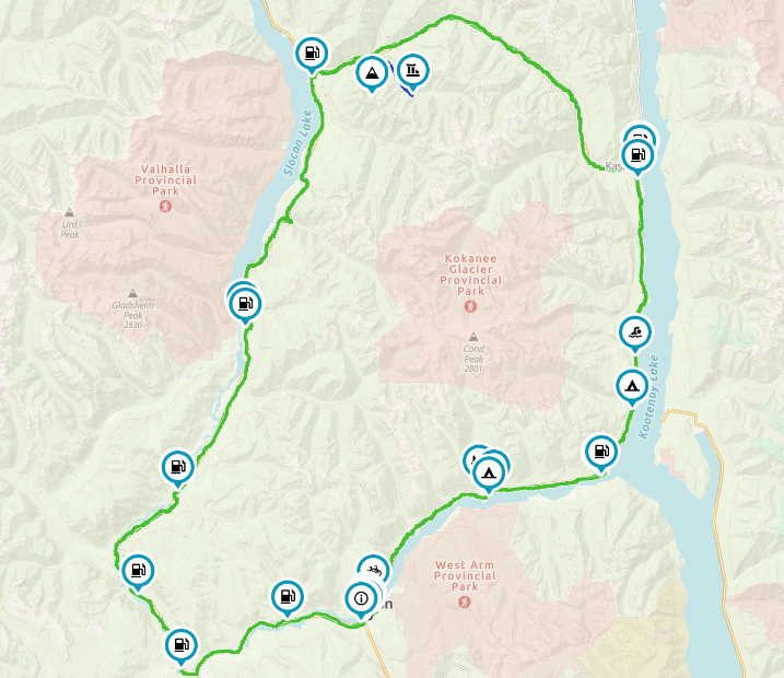 map of Glacier motorcycle route