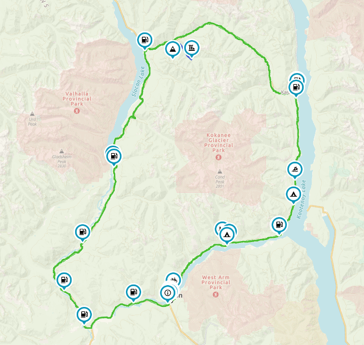 map of Glacier motorcycle route