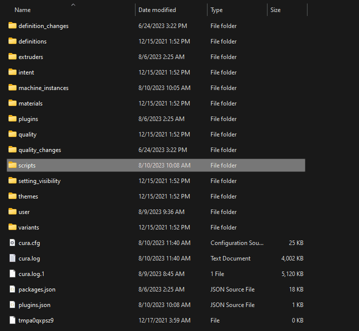 cura installation folder