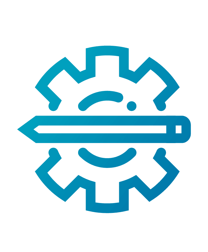 Innovative gear and pencil icon representing travel planning and custom vacation solutions.