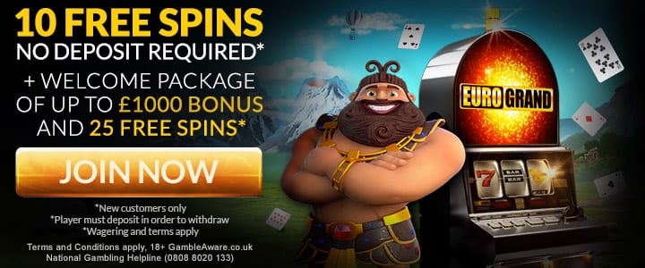 Get 10 Free Spins at the EuroGrand Casino