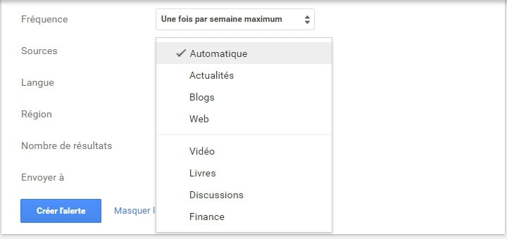 Google alerte sources