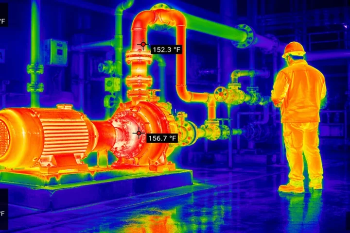 Thermal image of worker and plant