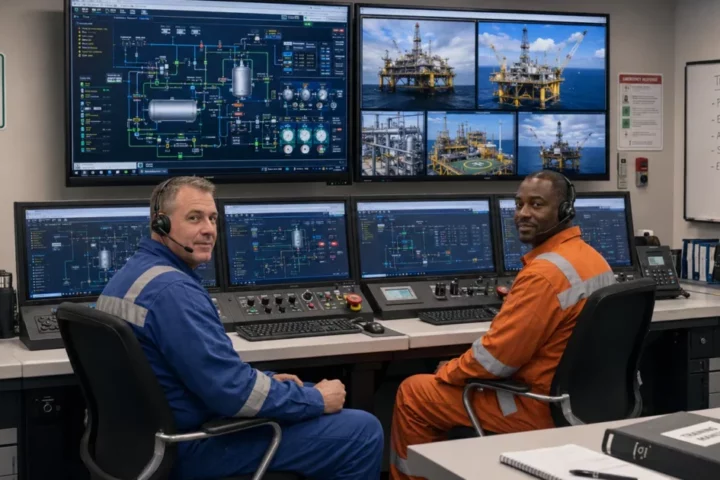 Instructors in a simulator control room