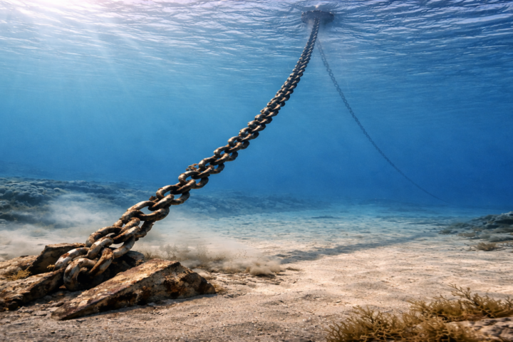 Anchor wire showing catenary