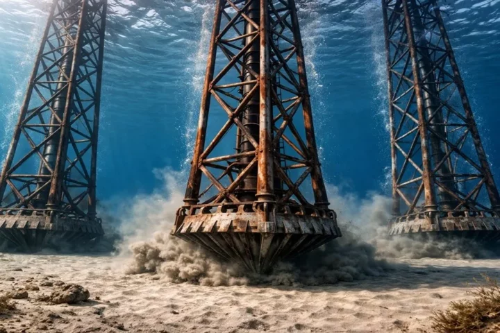 Rig leg reaching seabed - punch through iminent