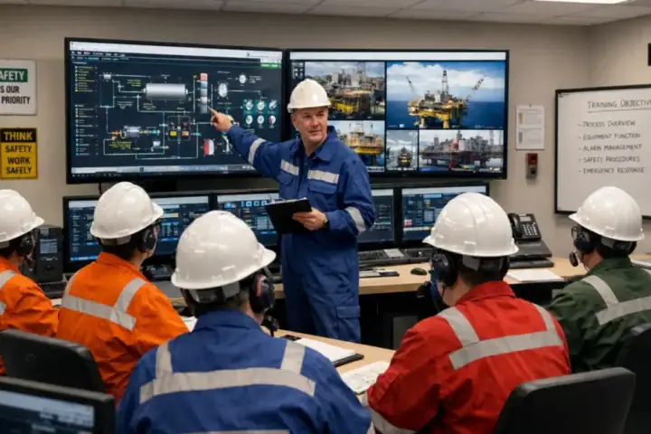 Control room operators in training