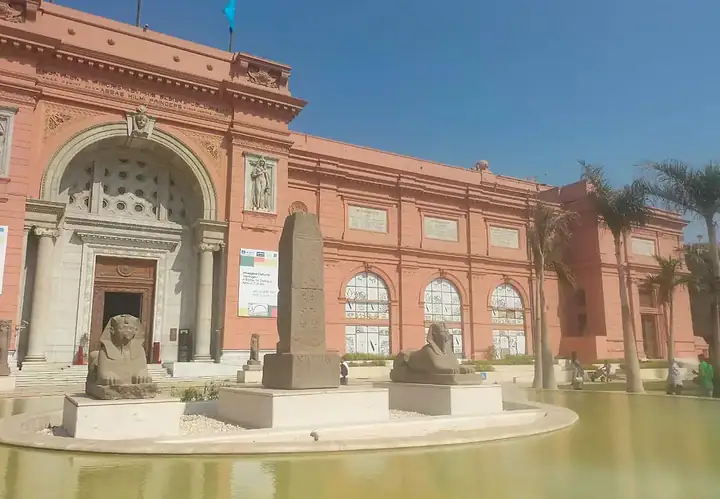 Egyptian Museum façade and ancient collection in Tahrir Square