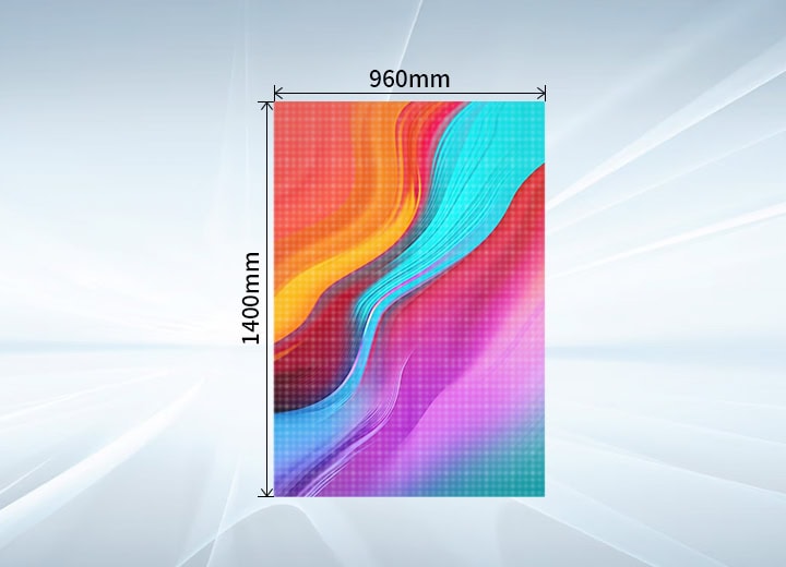 Compact ultra-light flying LED screen measuring 960mm width by 1400mm height