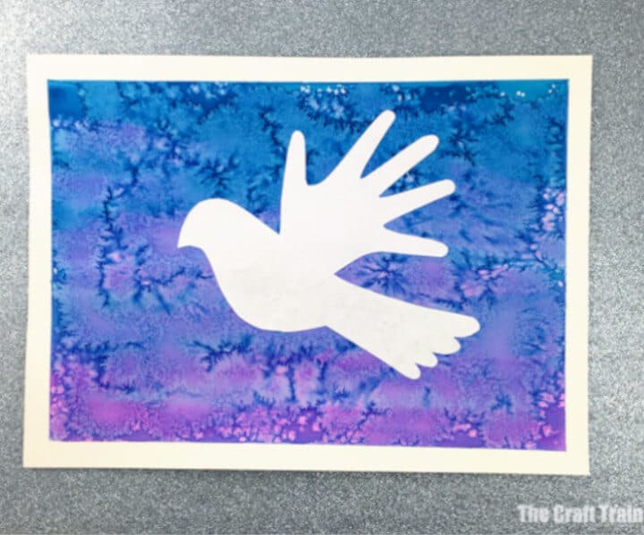 dove silhouette handprint craft idea for kids for Christmas