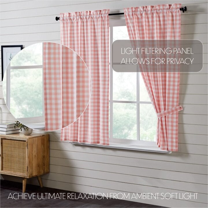 Annie Buffalo Coral Check Short Panel Set of 2 63x36