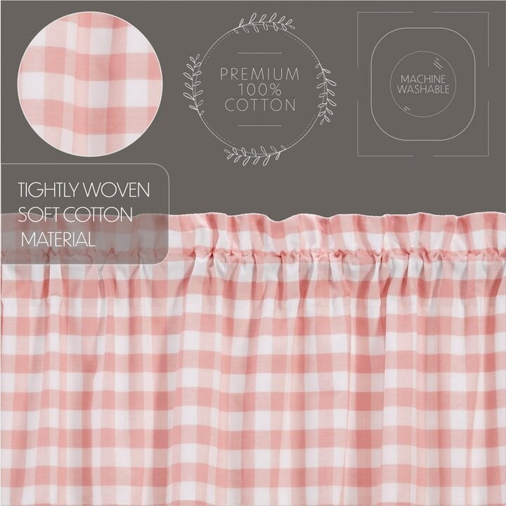 Annie Buffalo Coral Check Short Panel Set of 2 63x36