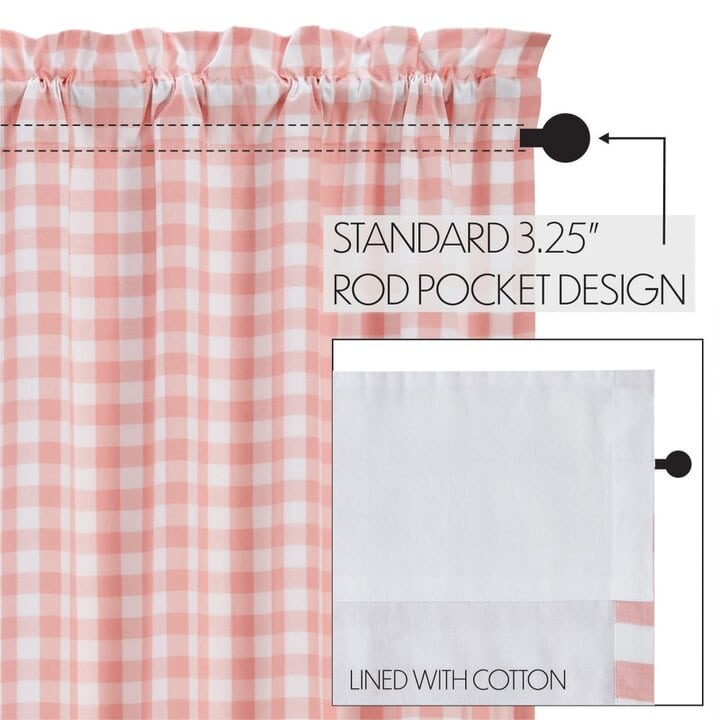 Annie Buffalo Coral Check Short Panel Set of 2 63x36