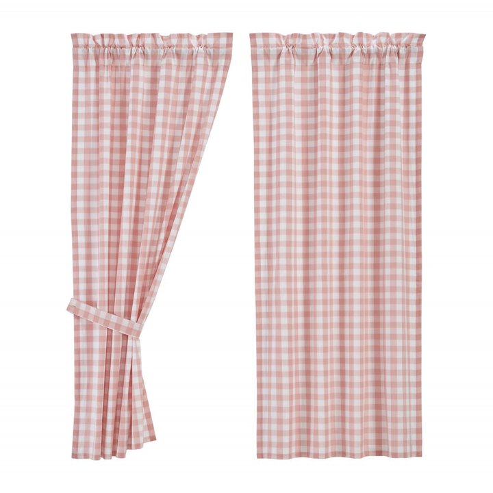 Annie Buffalo Coral Check Short Panel Set of 2 63x36