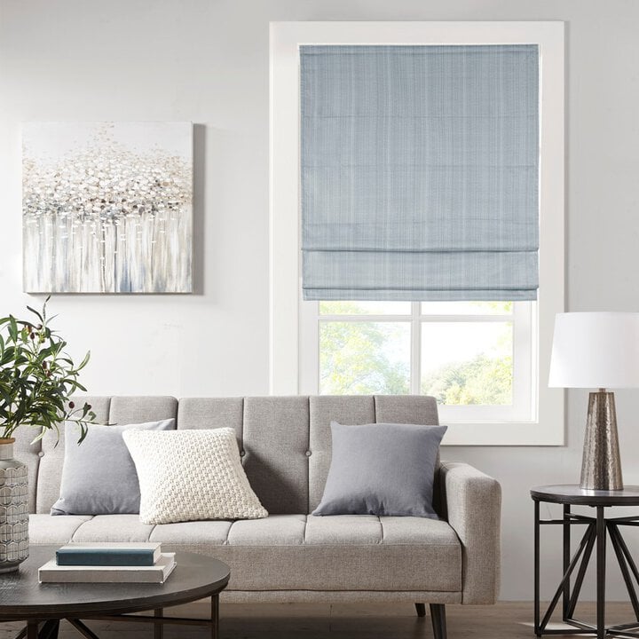 Madison Park Galen Basketweave Cordless Roman Shade Collection in Blue, 29x64" MP40-7871