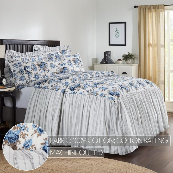 Annie Blue Floral Ruffled Twin Coverlet 76x39+27 - Image 8