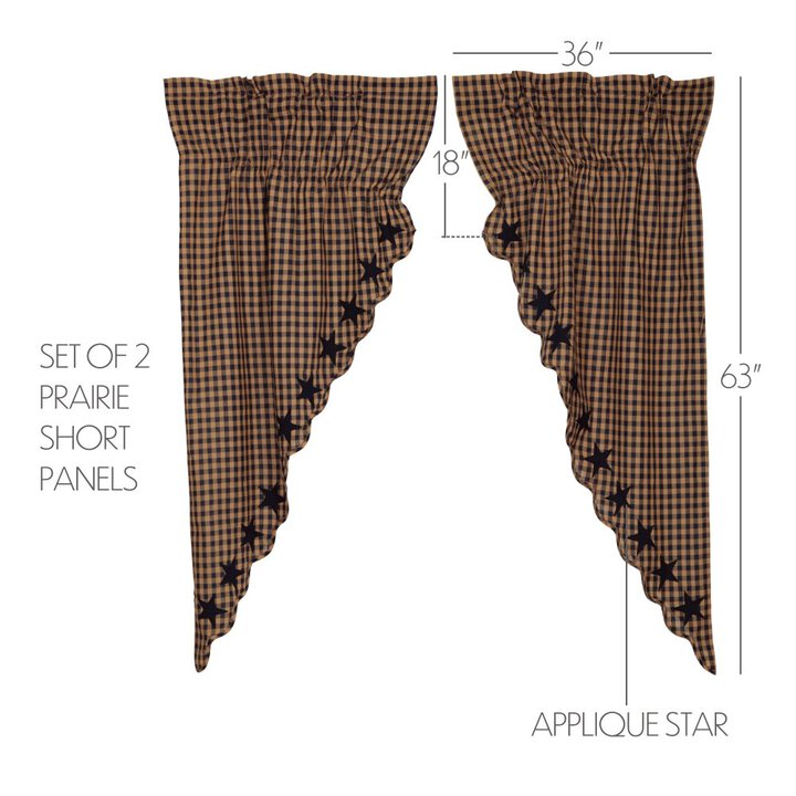 Navy Star Scalloped Prairie Short Panel Set of 2 63x36x18 - Image 3