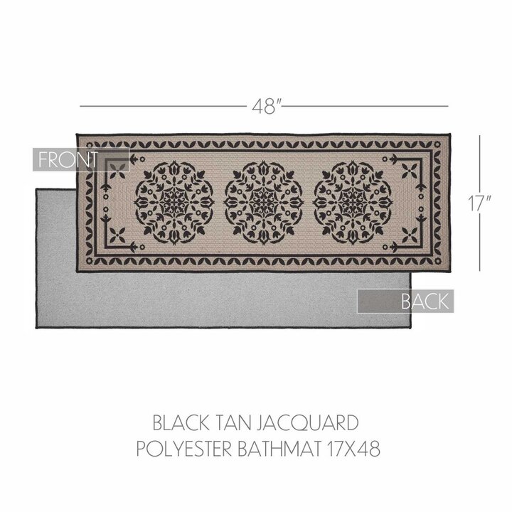 Custom House Black Tan Jacquard Polyester Bathmat 17x48 - Image 4