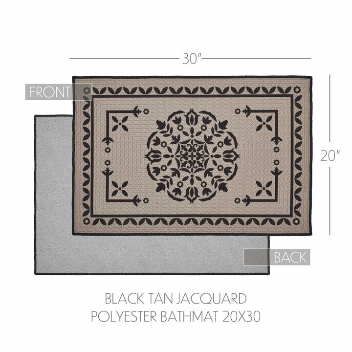 Custom House Black Tan Jacquard Polyester Bathmat 20x30 - Image 4