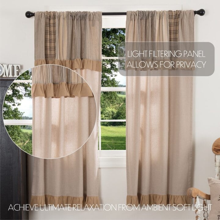Sawyer Mill Charcoal Chambray Solid Short Panel with Attached Patchwork Valance Set of 2 63x36 - Image 7