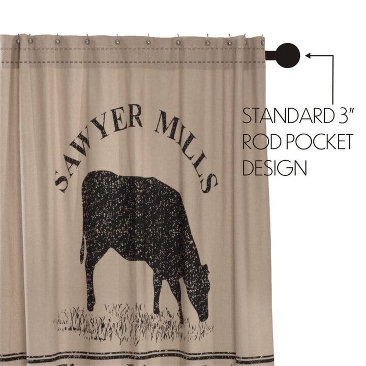 Sawyer Mill Charcoal Cow Shower Curtain 72x72 - Image 5