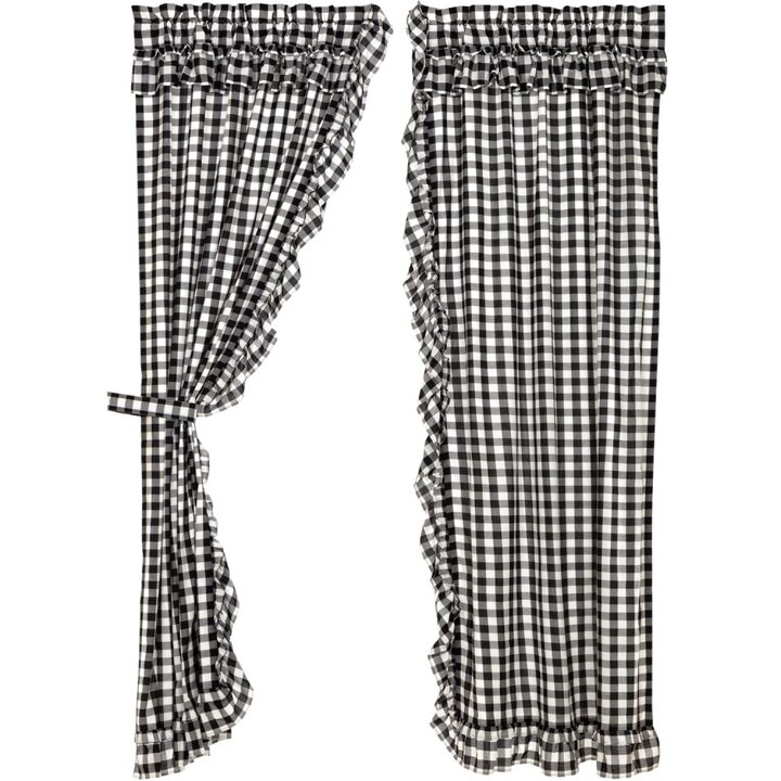 Annie Buffalo Black Check Ruffled Panel Set of 2 84x40 - Image 2